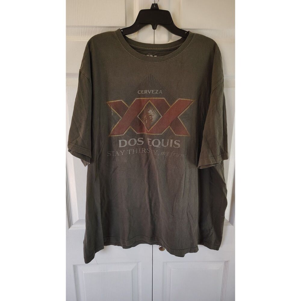 Dos Equis "Stay Thirsty My Friends" Olive Green Graphic Tee 3XL